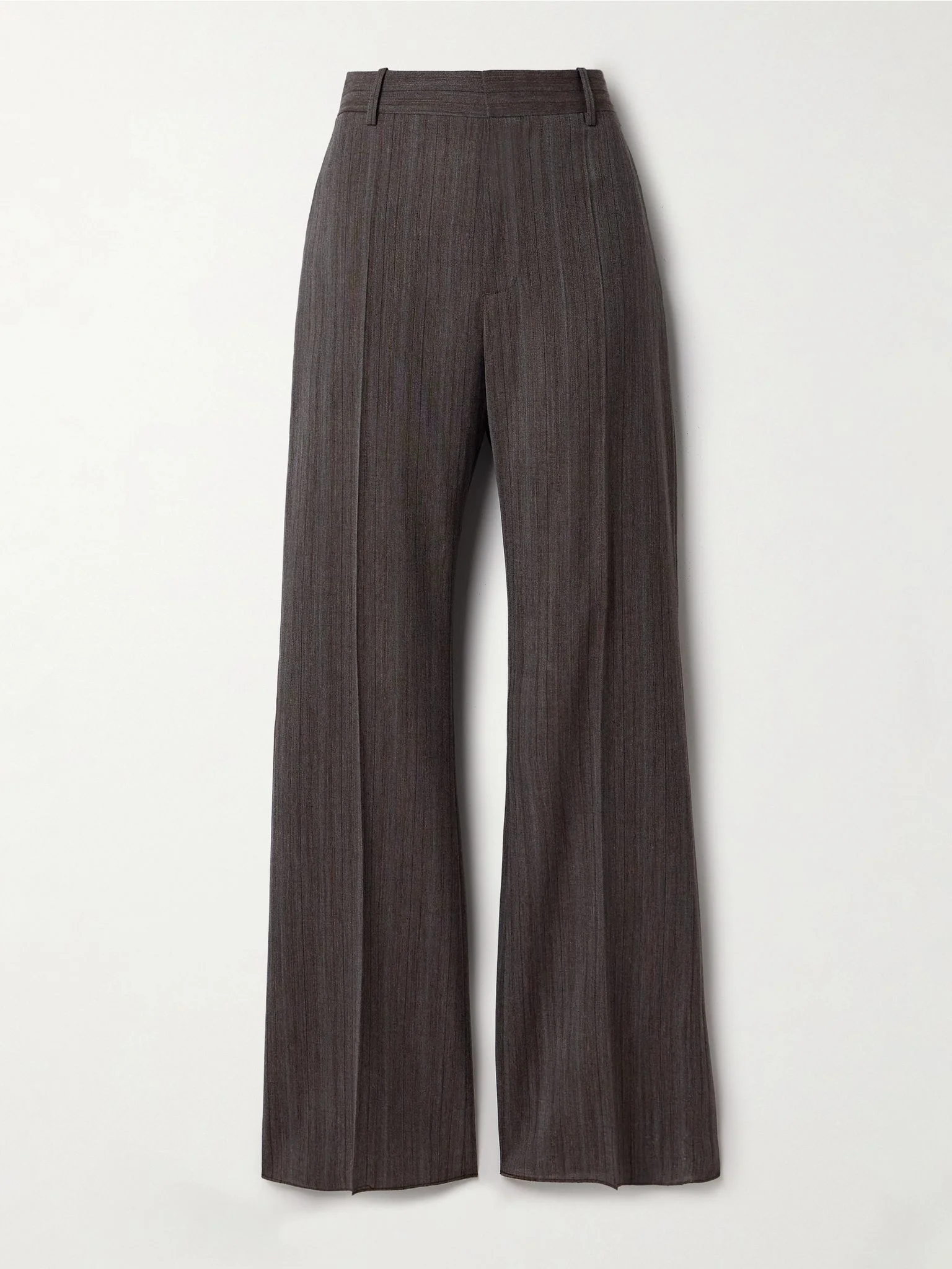 Striped wool-blend straight-leg pants Anthracite - 1