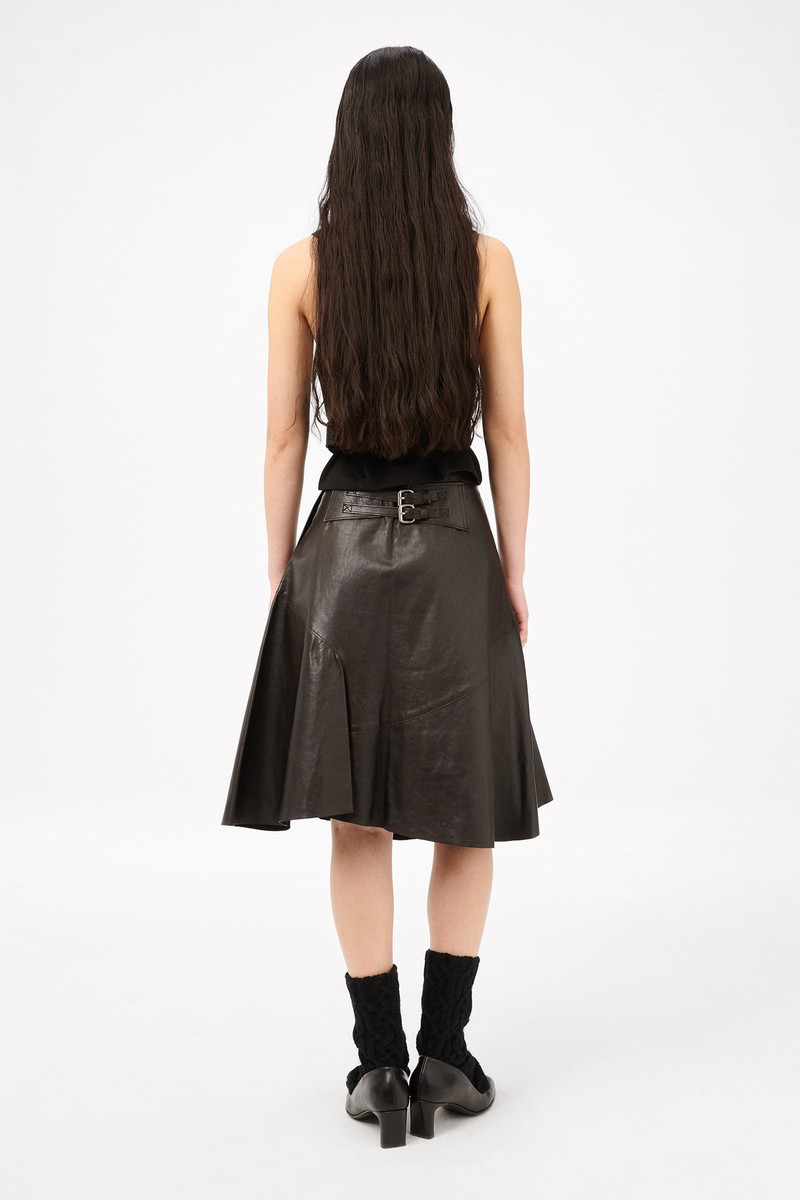 Waltz Skirt Umber Brown Fluid Calfskin 5