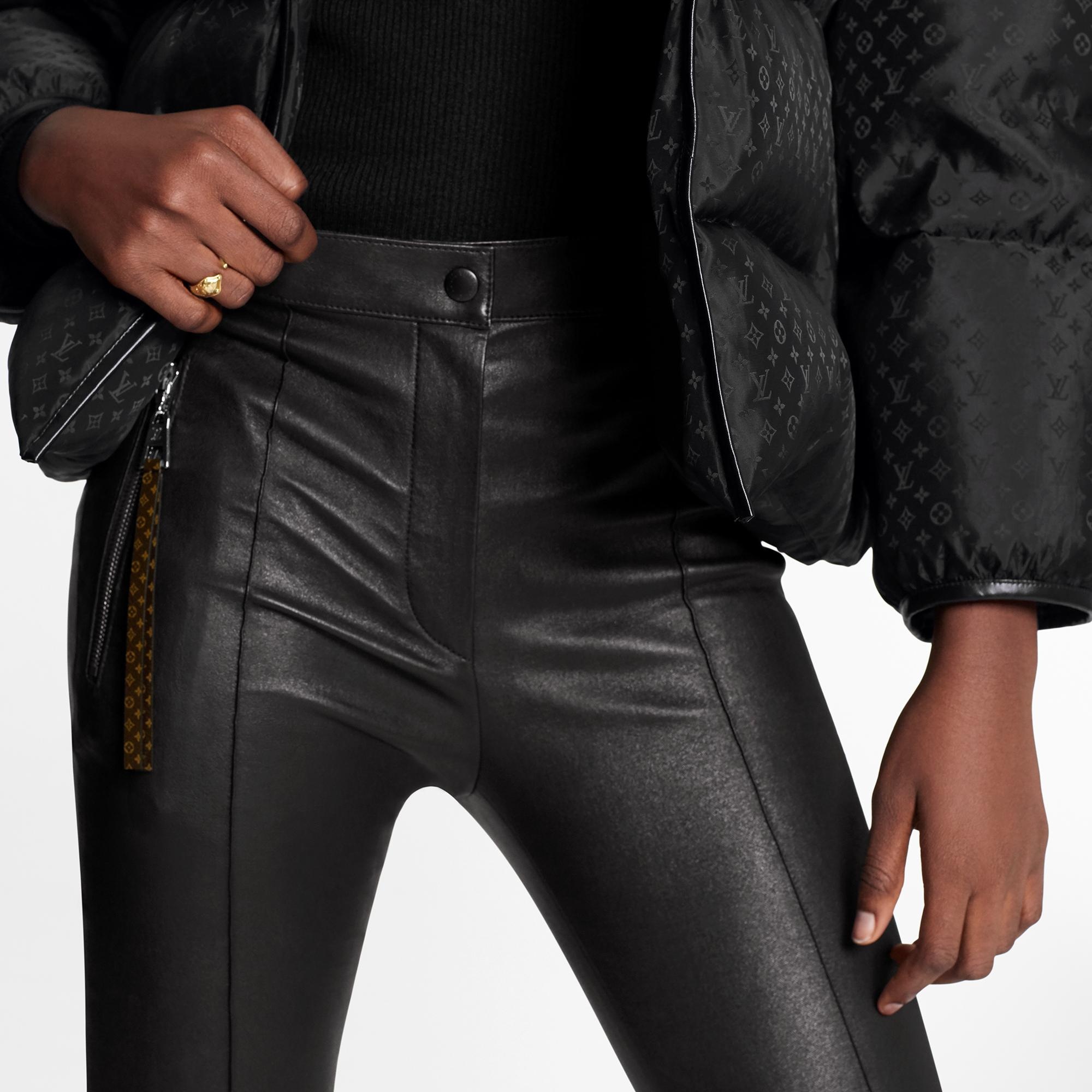 Skinny Black Leather Stretch Pants - 3