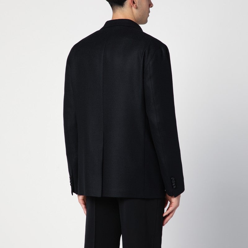 Tagliatore - Tagliatore Black wool and cashmere double-breasted jacket - 2