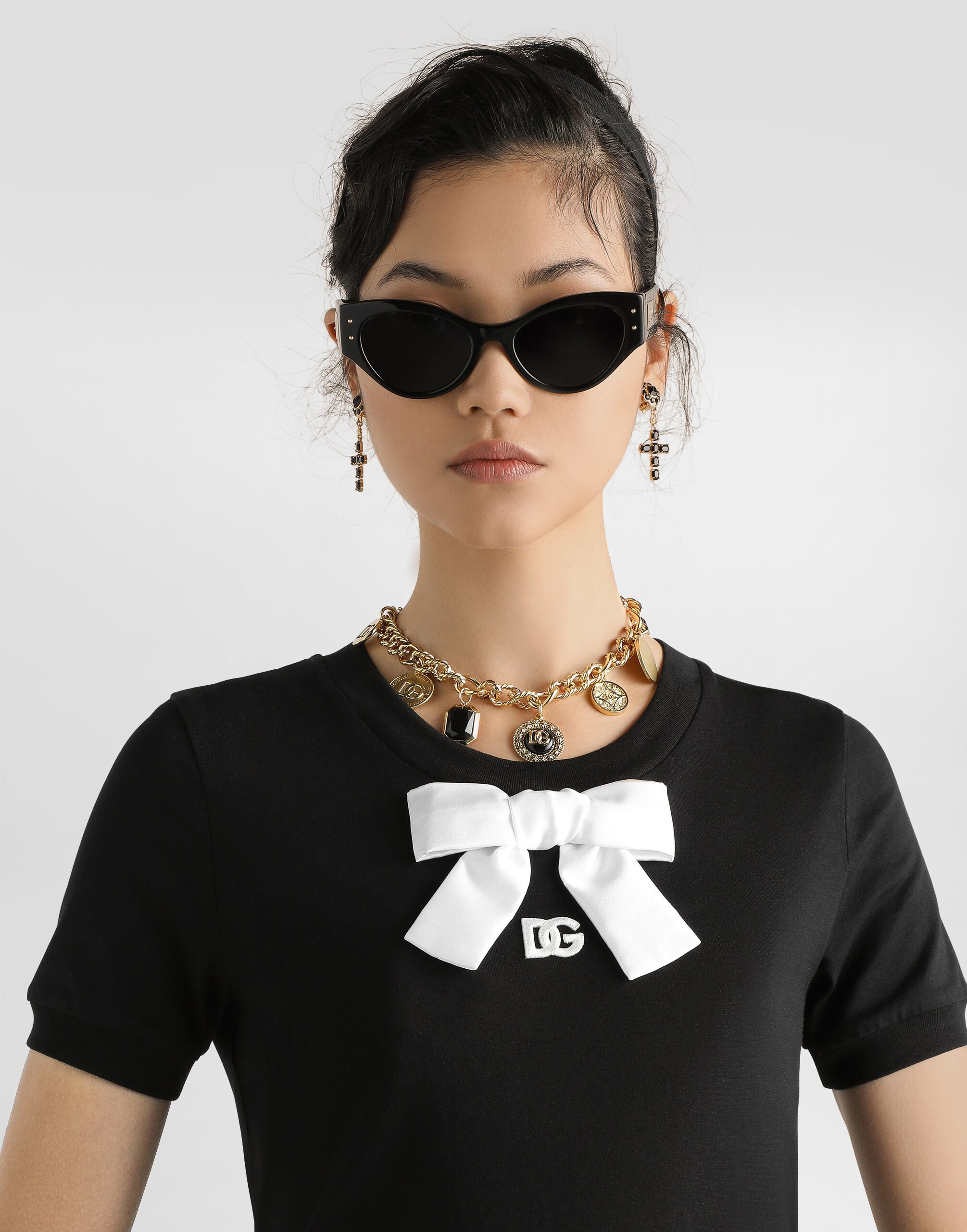 Jersey t-shirt with DG embroidery and bow - 4