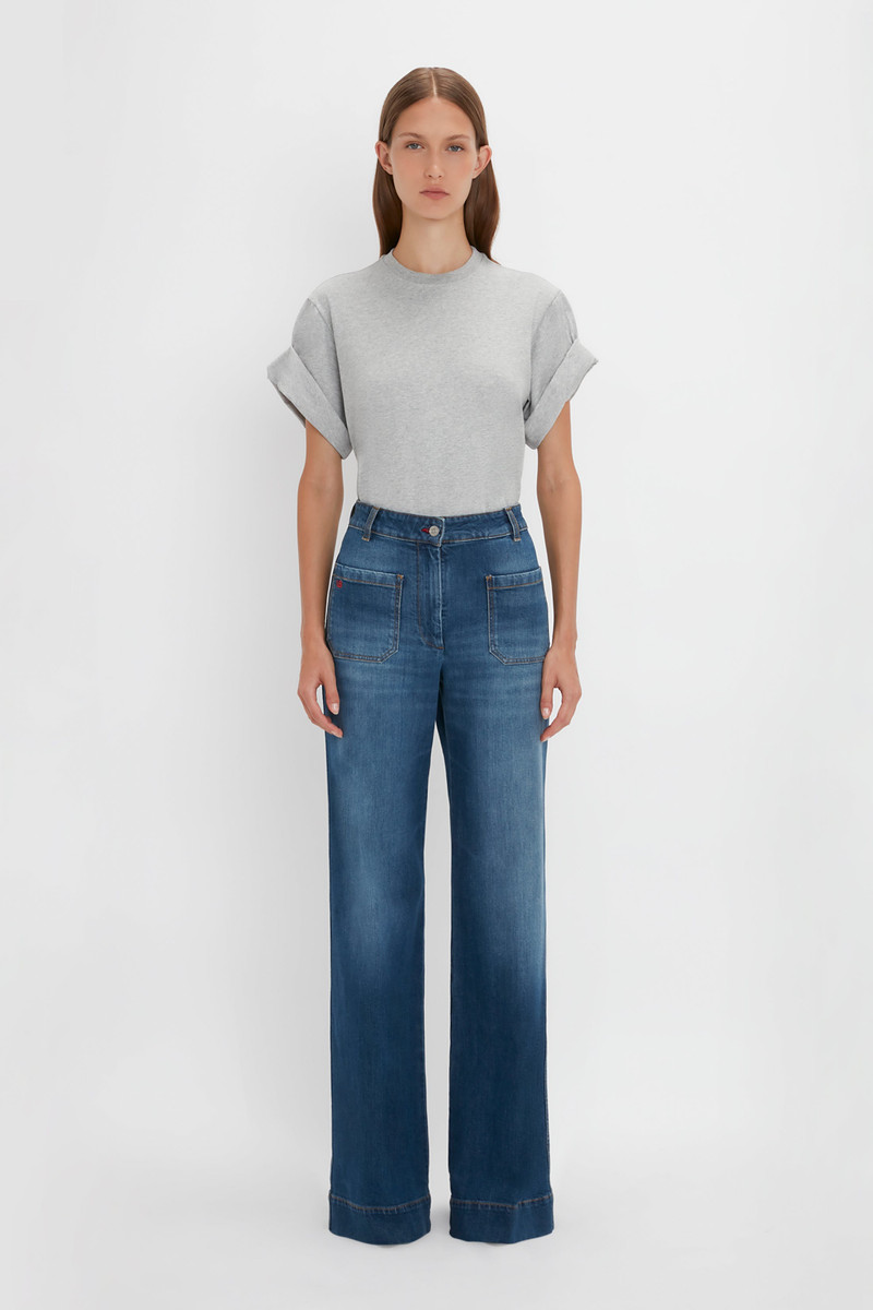 Victoria Beckham Alina Jean in Dark Vintage Wash outlook
