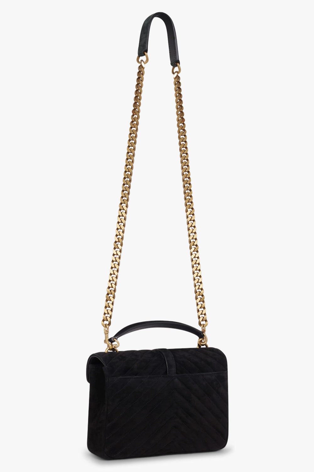 MEDIUM SUEDE COLLEGE BAG BLACK/GOLD - 2