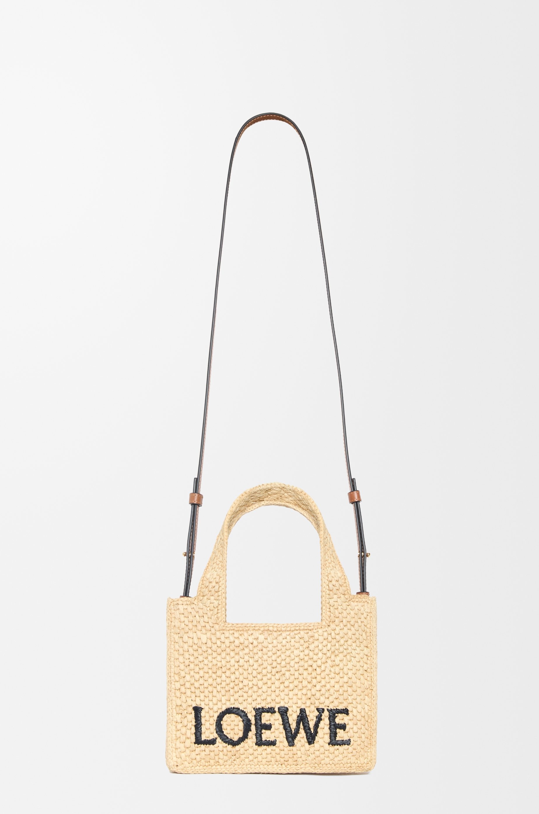 Mini LOEWE Font tote in raffia - 7