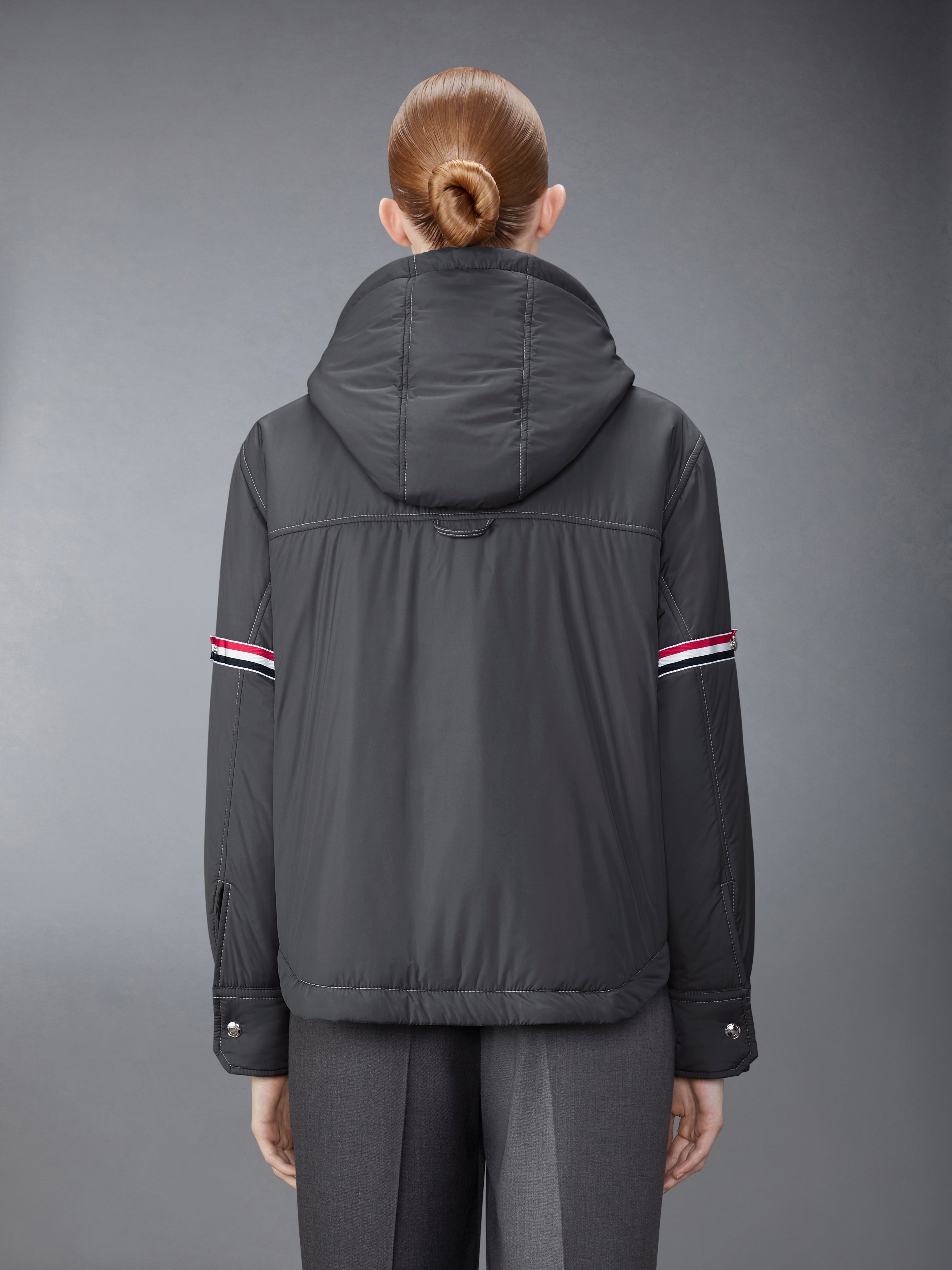 ULTRA LIGHT NYLON TECH DOWN FILL ARMBAND HOOD SHIRT HEM JACKET - 4