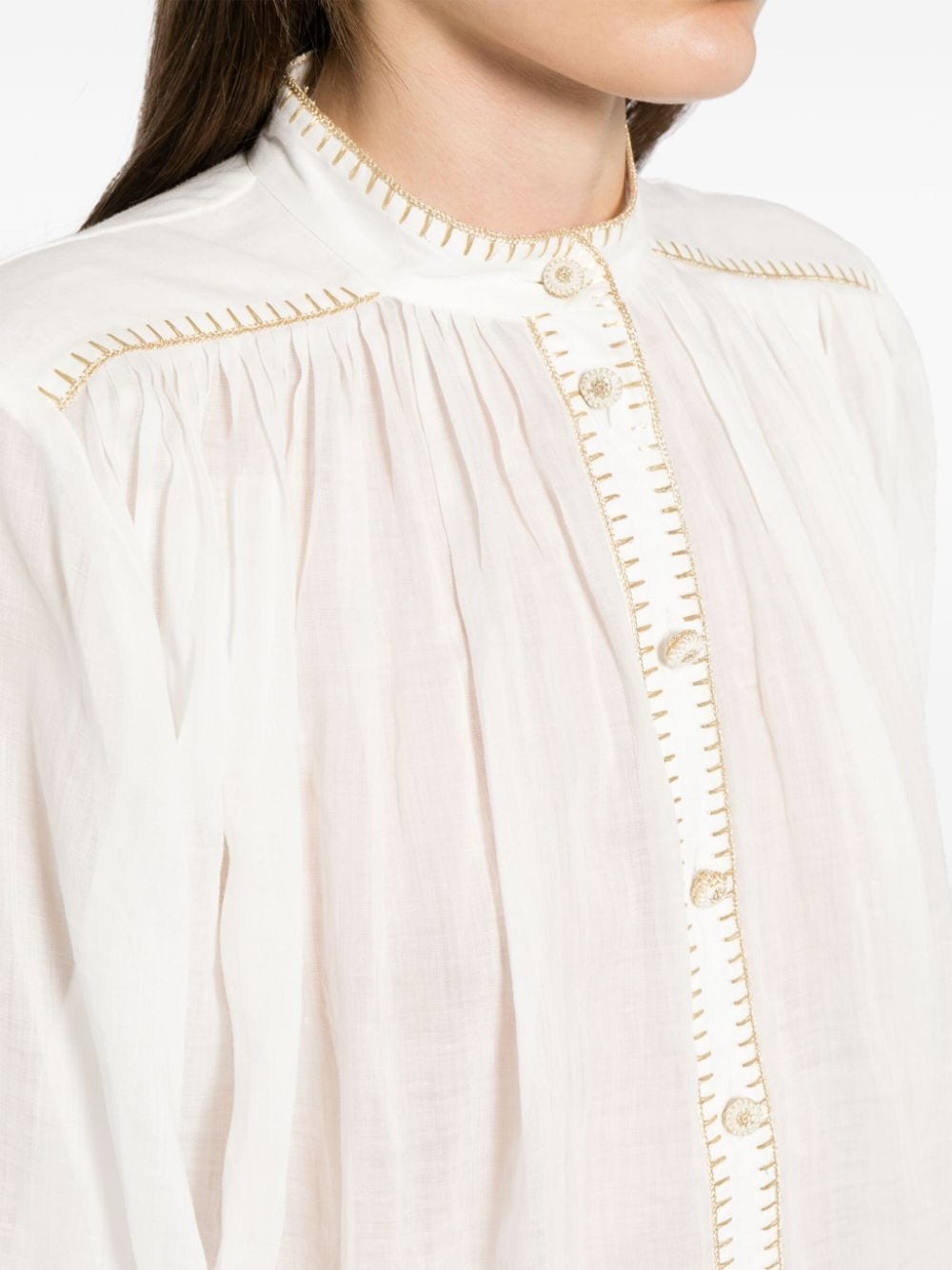 Junie stitch-detail ramie blouse - 5
