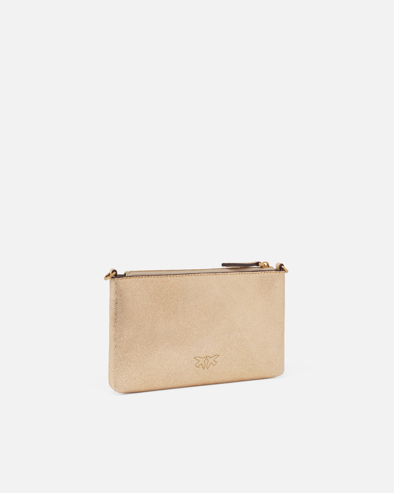 PINKO MINI FLAT CLUTCH BAG IN SHINY SUEDE WITH SHOULDER STRAP outlook