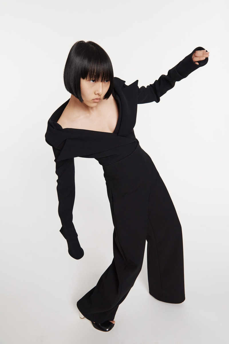 ROUNDED TAILORED TROUSERS BLACK 8