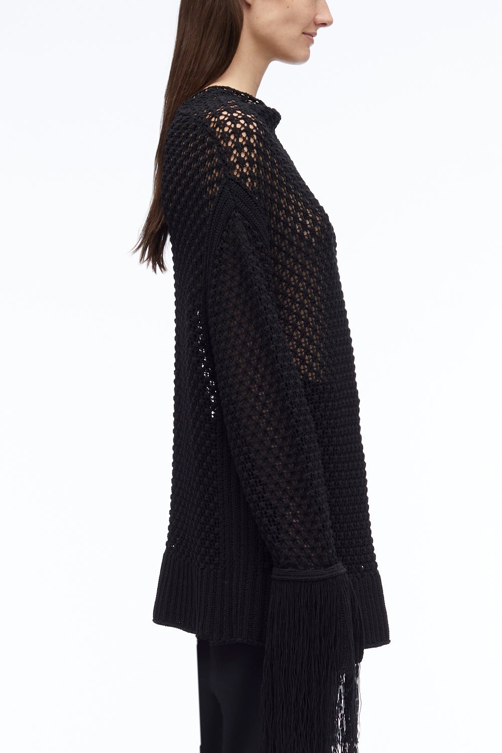 Textured Fringe Oversized Pullover - 4