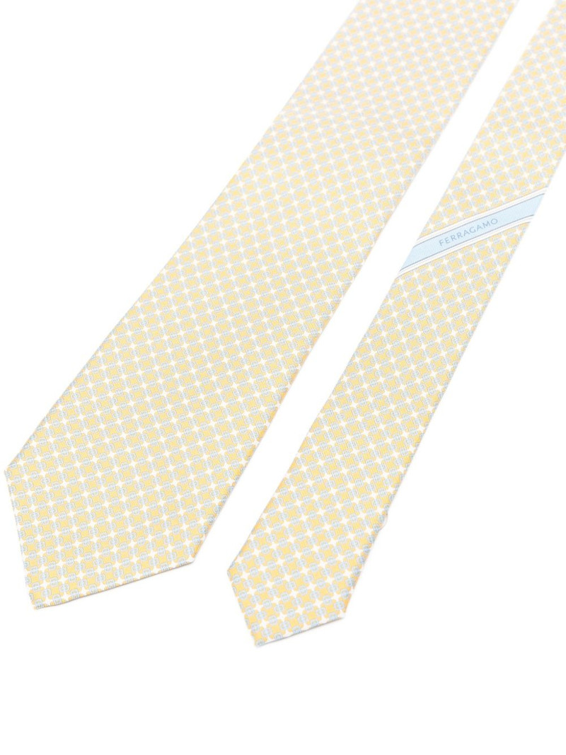 FERRAGAMO geometric-pattern silk tie outlook