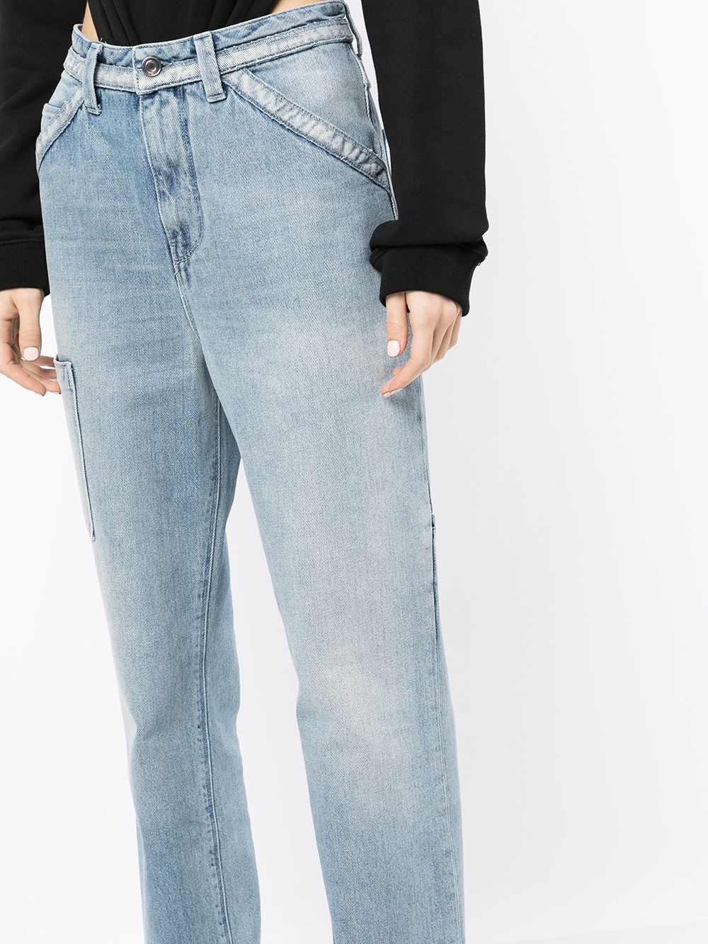 multi-pocket straight leg jeans - 5