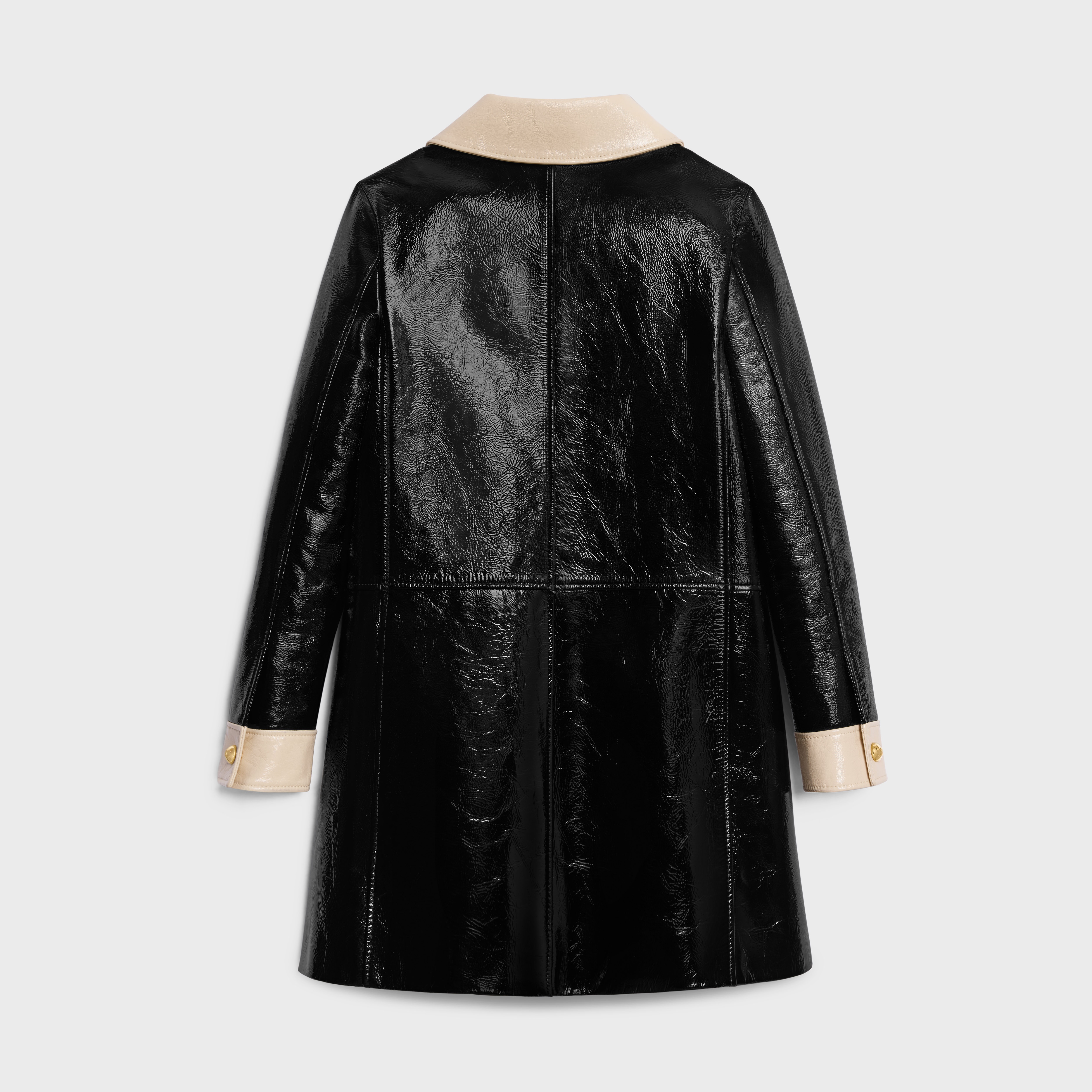 babydoll coat in patent lambskin leather - 2