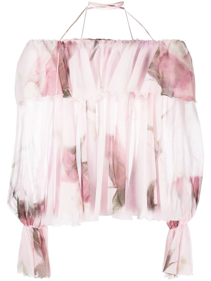 ruffled-trim floral-print blouse 1
