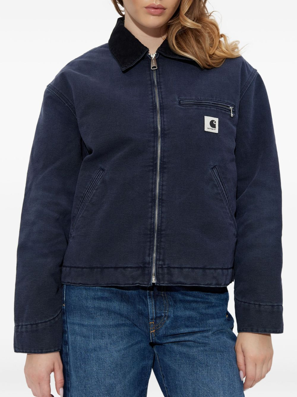 zip-fastening logo-patch jacket - 3