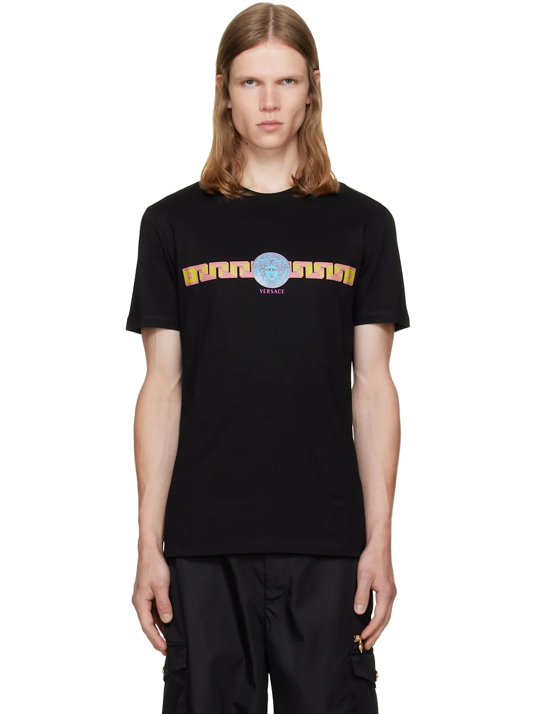 Black Printed Cotton Jersey Slim T-shirt - 1