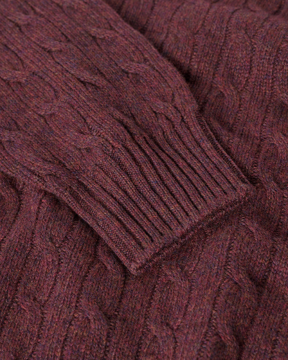 Cable Knit Purple Cashmere Jumper - 6