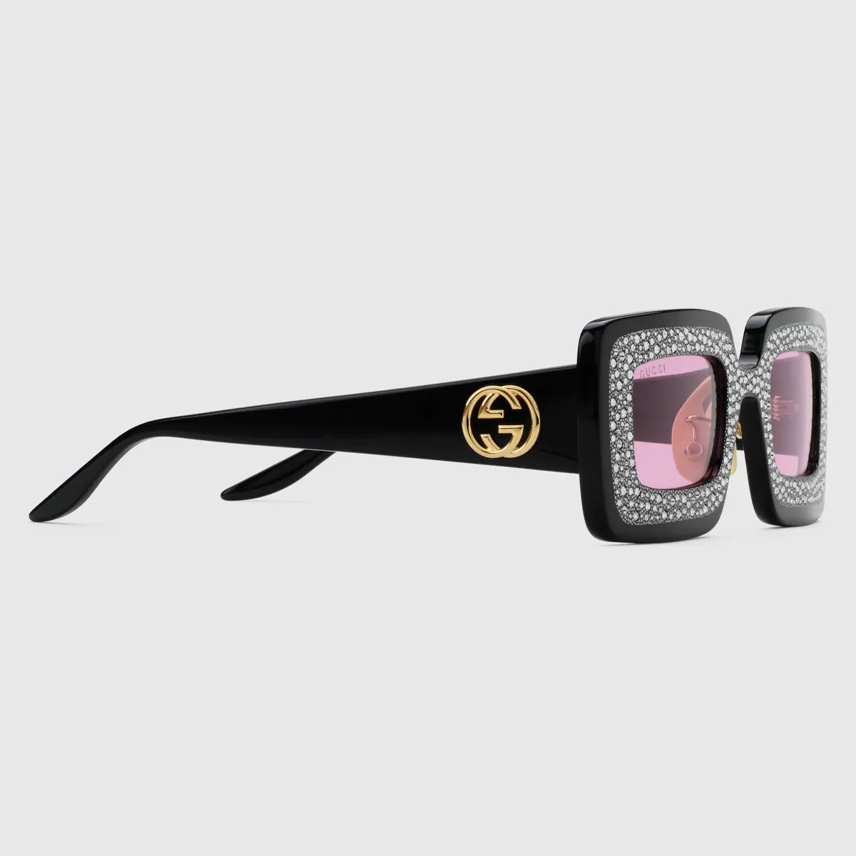 Rectangular-frame sunglasses with crystals - 1