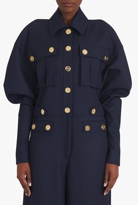 Navy blue wool jumpsuit - 7