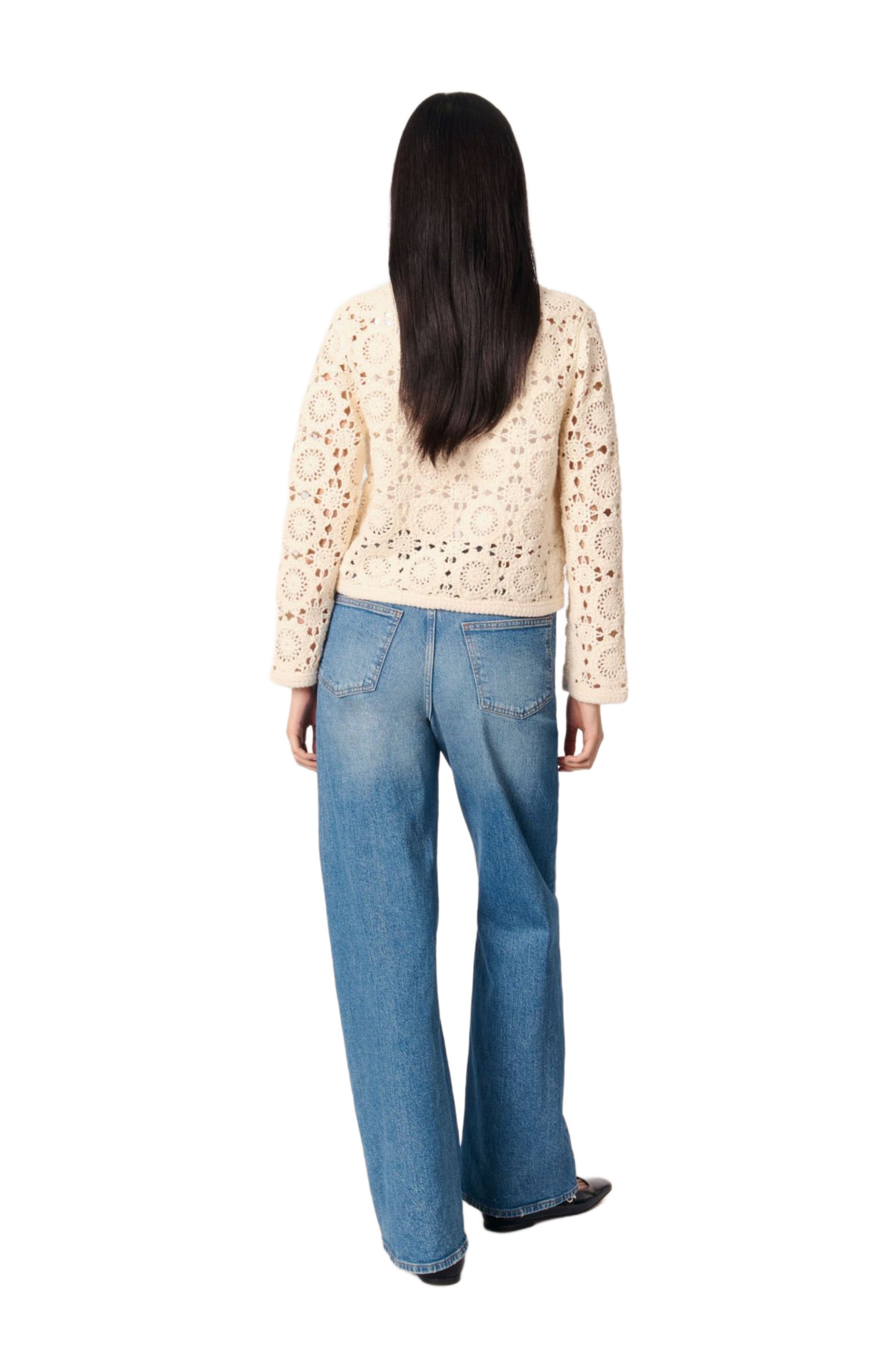 maje Crocheted cropped cardigan in Ecru at Nordstrom - 5