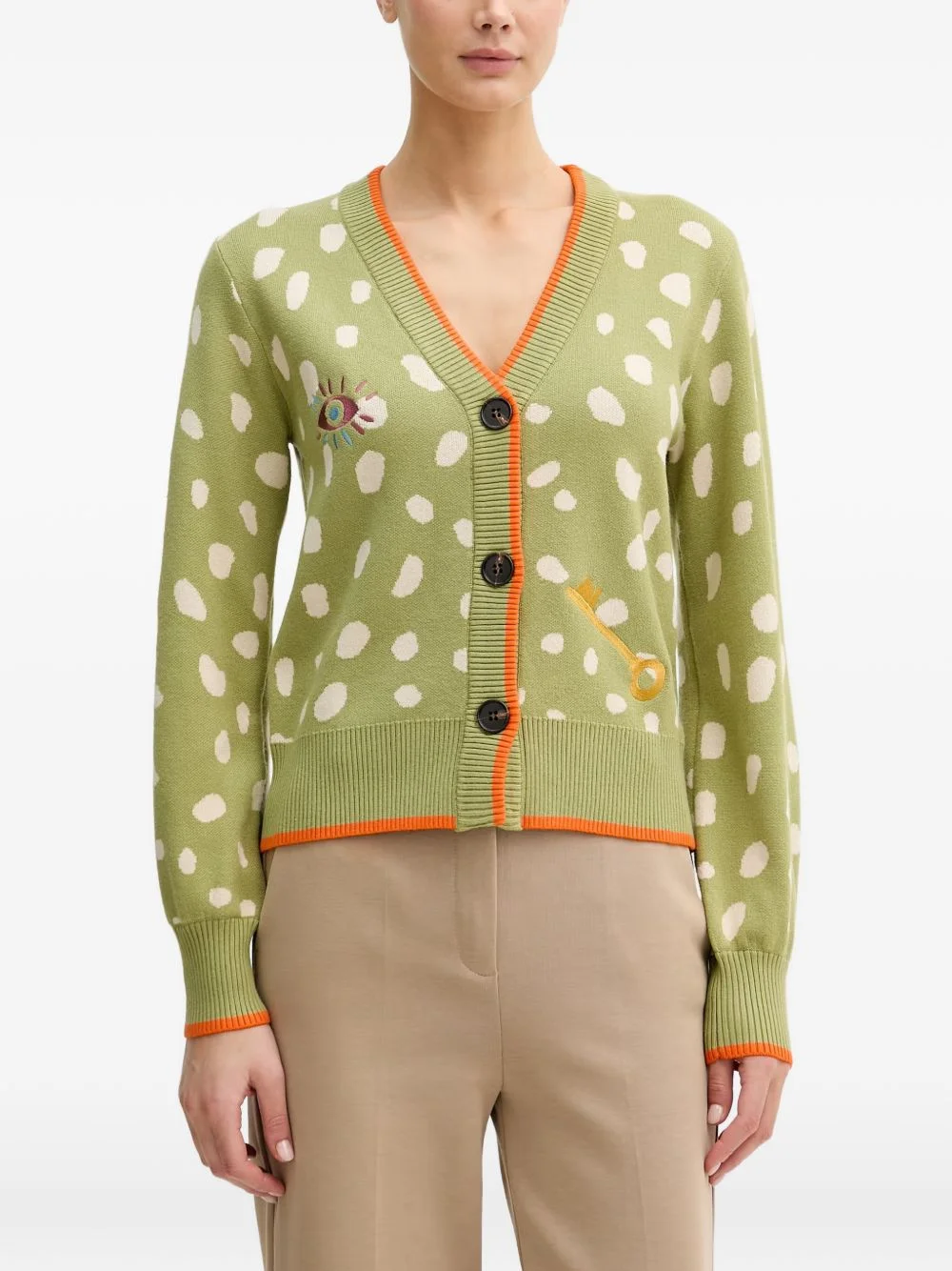 Fawn embroidered cardigan - 1