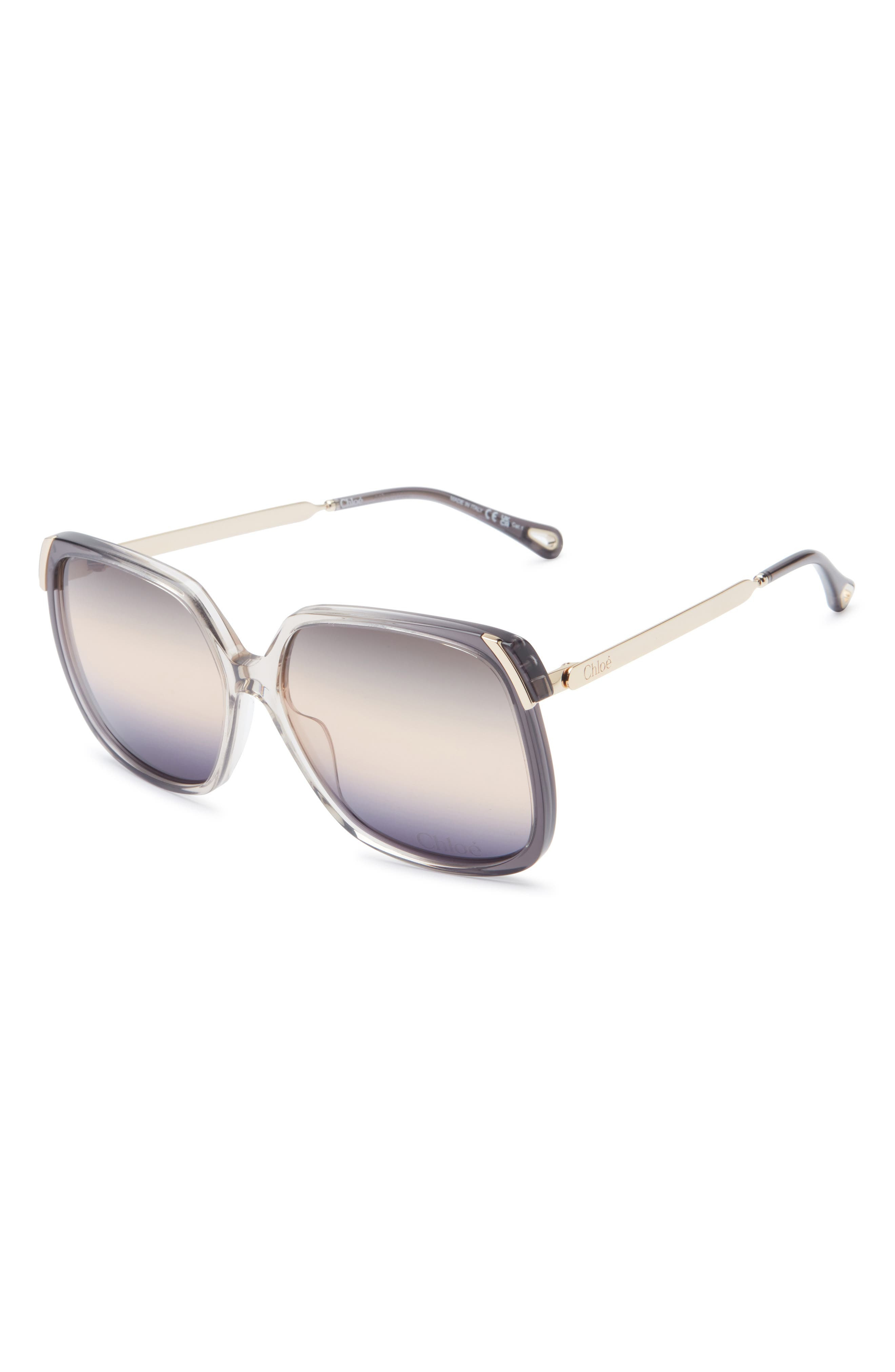 Chloé 60mm Oversize Square Sunglasses in Grey at Nordstrom - 2