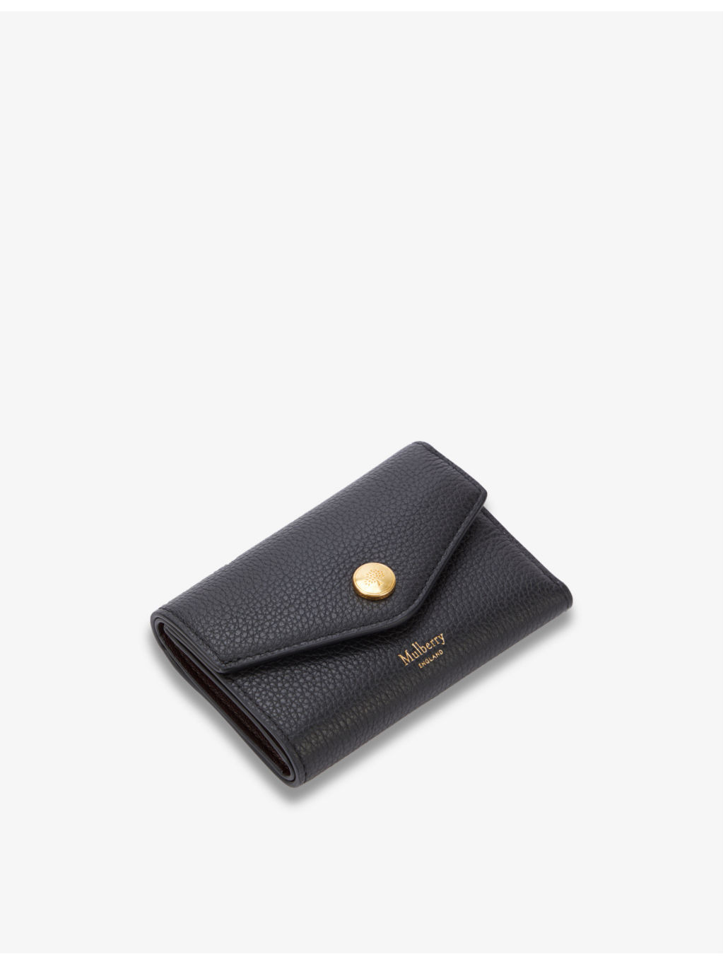 Plaque-embellished grained leather folded wallet - 4