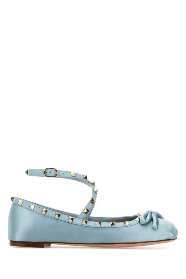 Light blue satin Rockstud ballerinas - 1