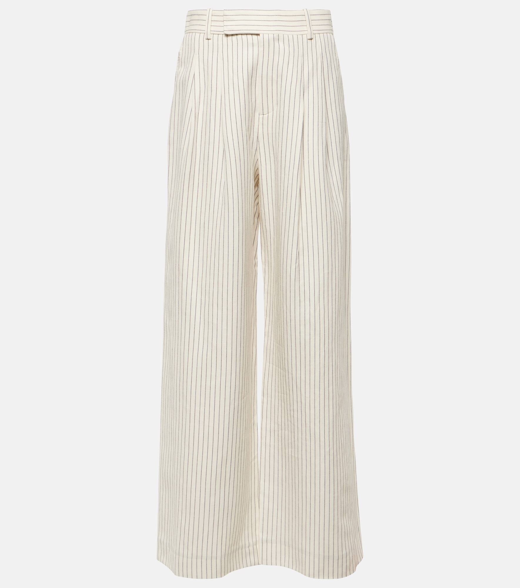 Mid-rise cotton and linen wide-leg pants - 1