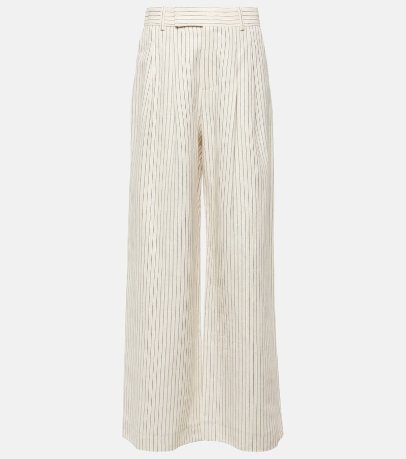 Mid-rise cotton and linen wide-leg pants 1