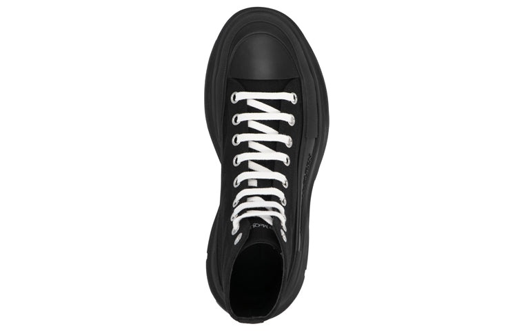 Alexander McQueen Tread Slick Canvas High Top Sneakers 'Black White' 705659W4MV21000 - 4