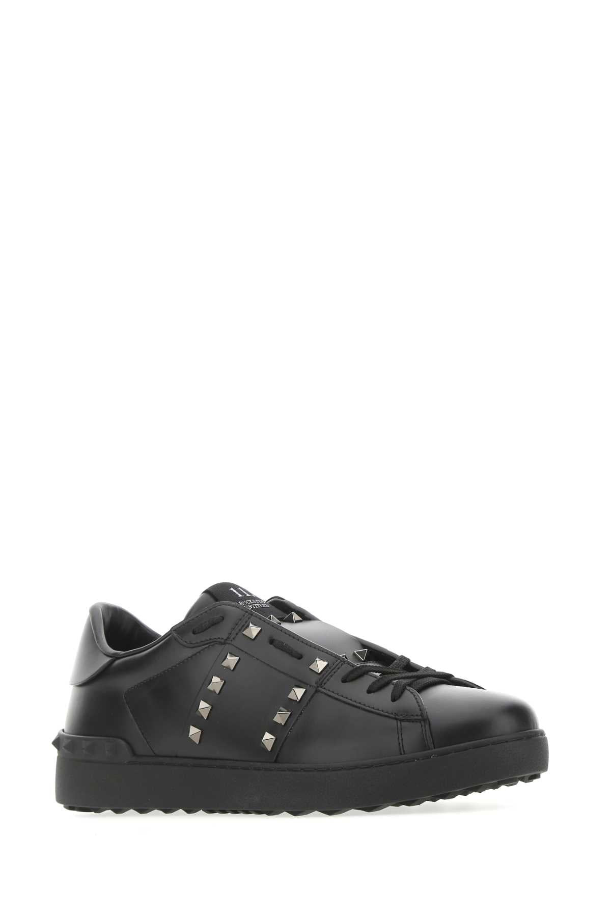 Valentino Garavani Men Black Leather Rockstud Untitled Sneakers - 2