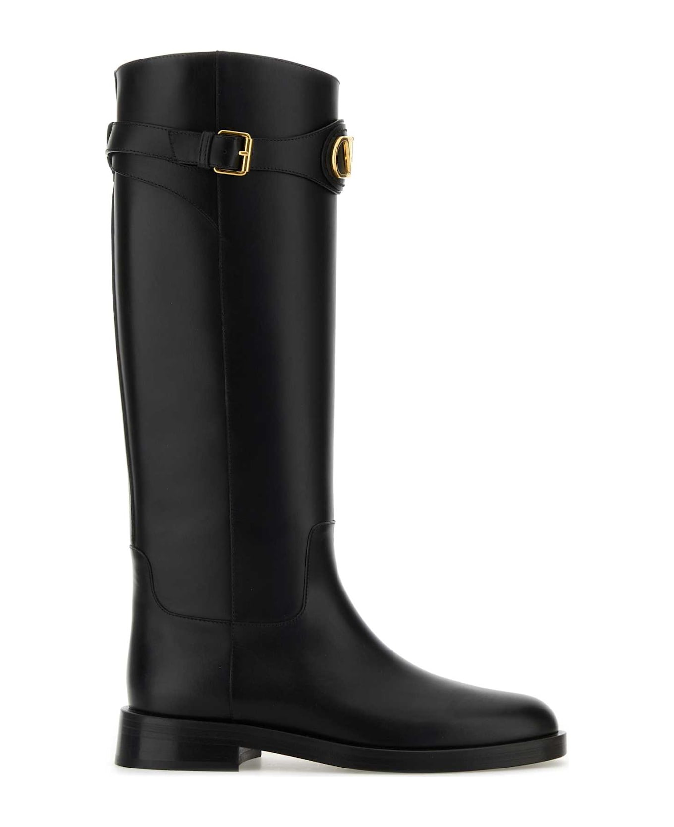 Black Leather Vlogo Signature Boots - 1