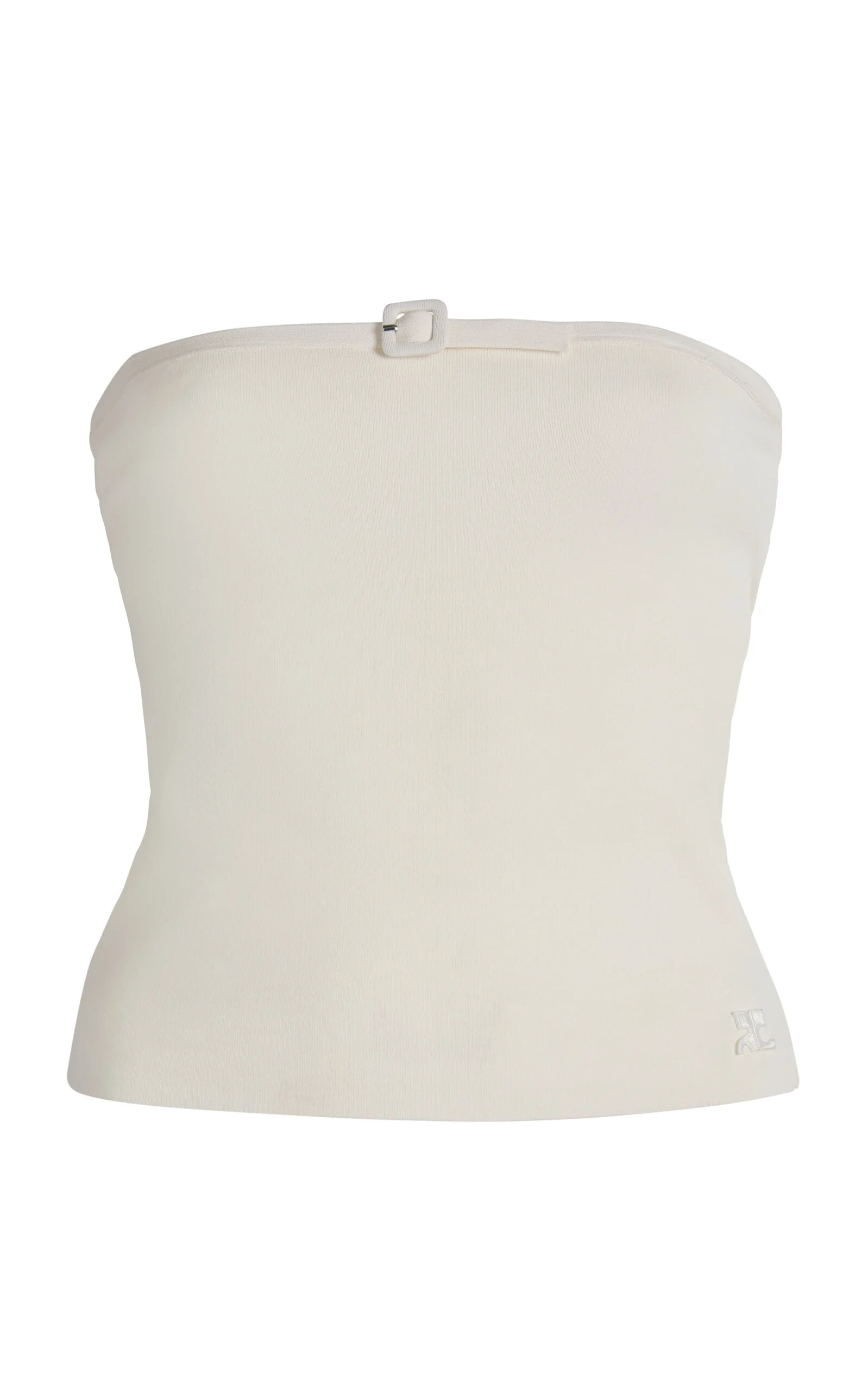 Buckle-Detailed Knit Tube Top white - 1