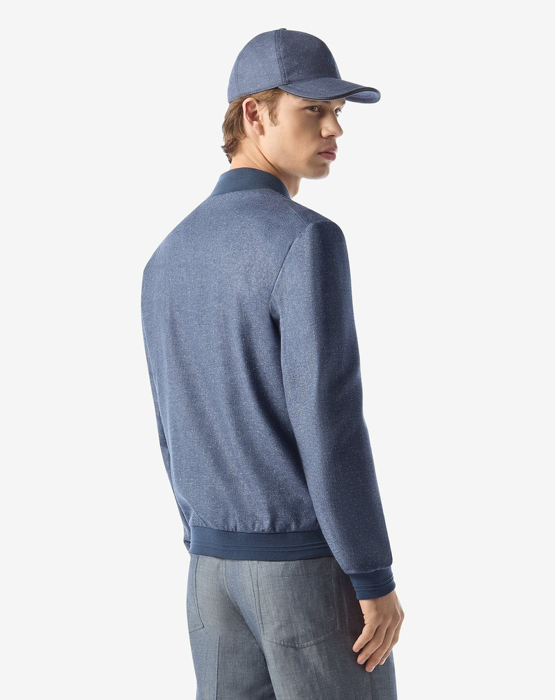 Blue silk and wool bomber jacket 3