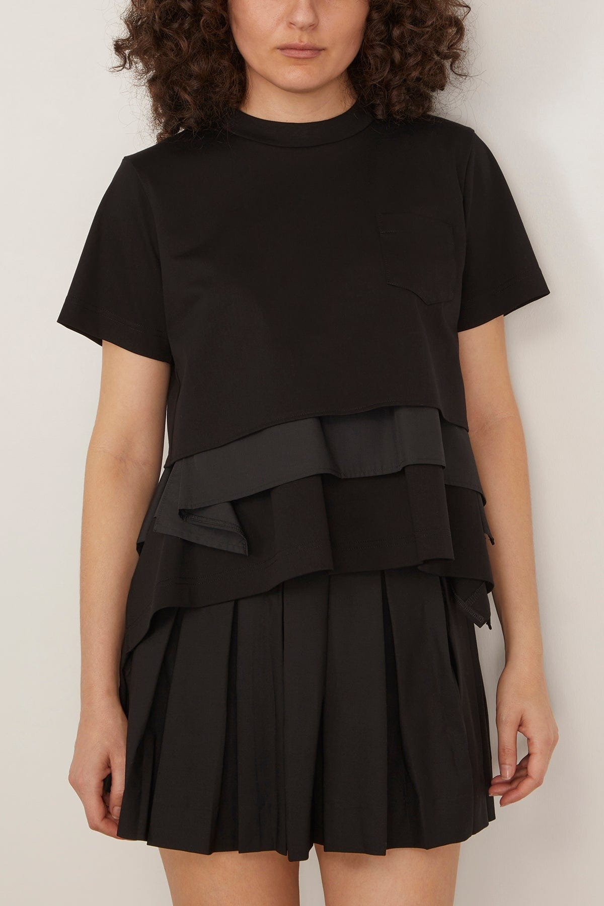 Poplin Cotton Jersey T-Shirt in Black - 3