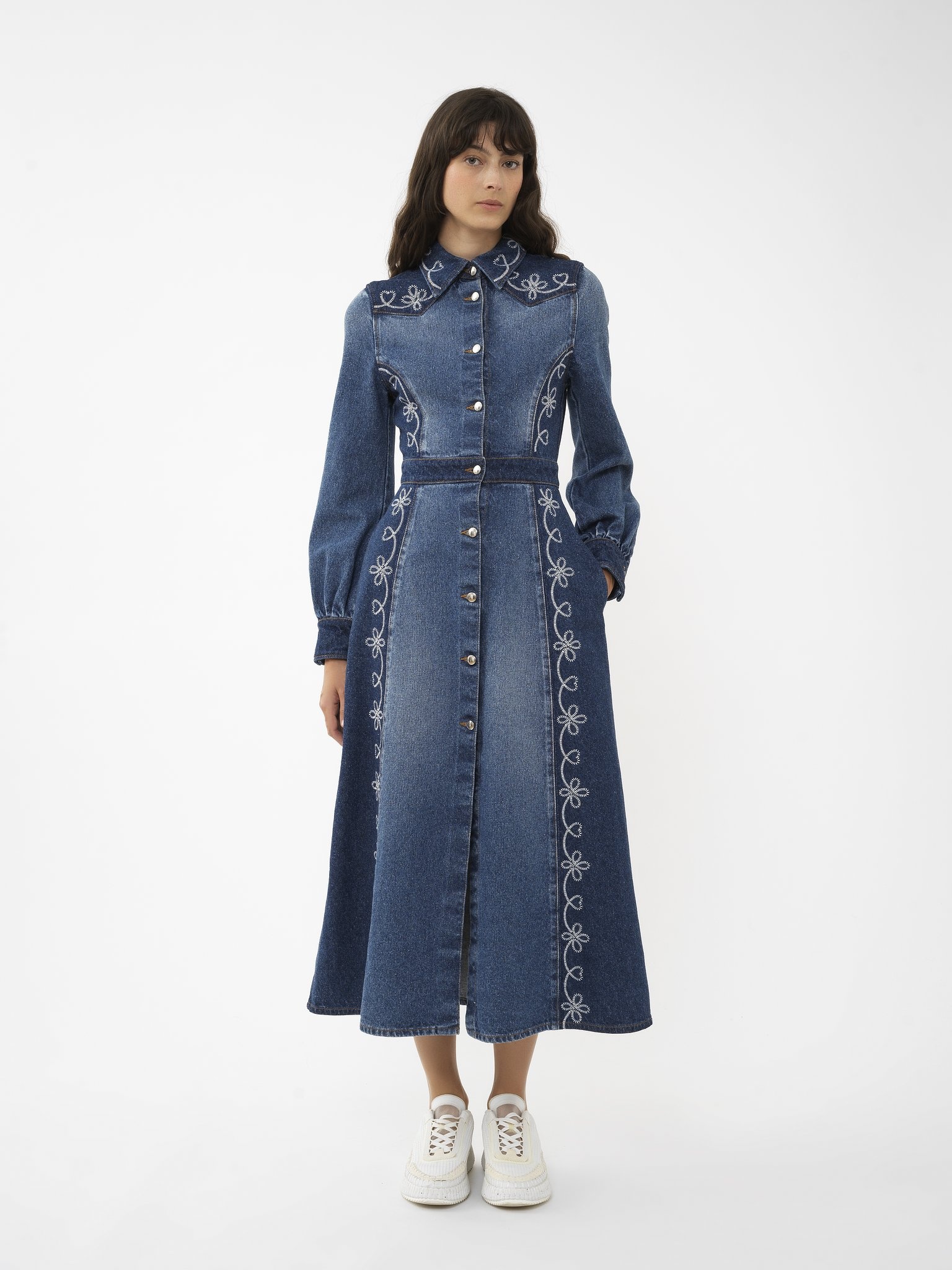 EMBROIDERED DENIM SHIRT DRESS - 3