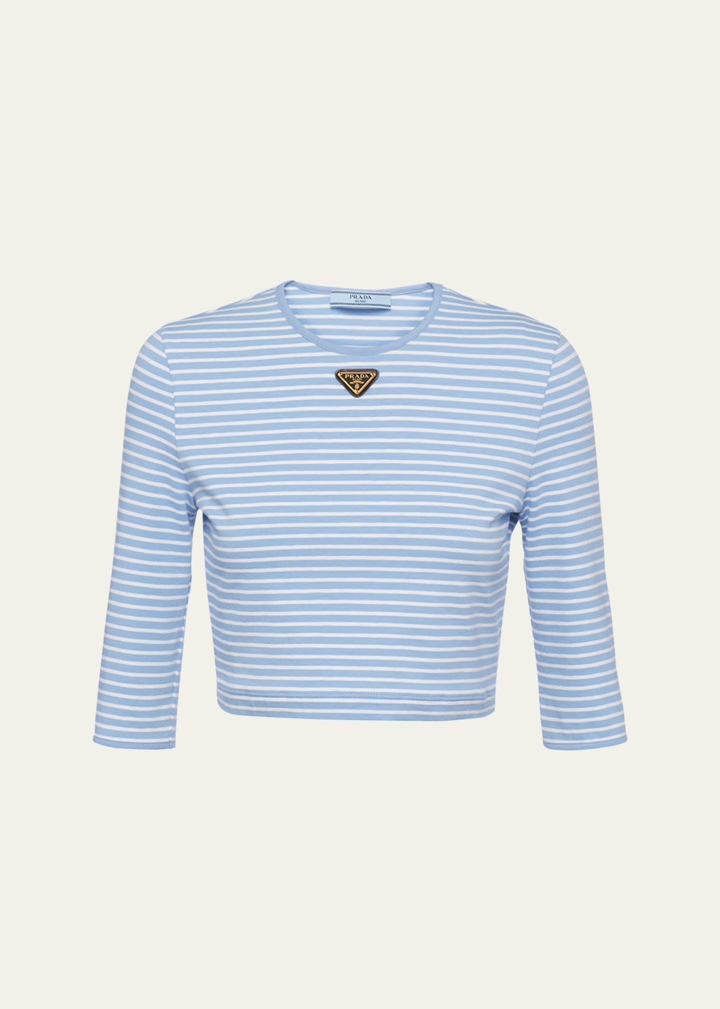 Stripe Three-Quarter Sleeve Jersey Crop Shirt - 1