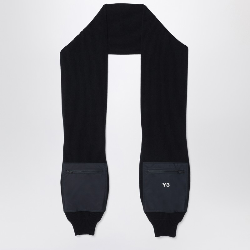 Black wool and nylon scarf with sleeves - 1