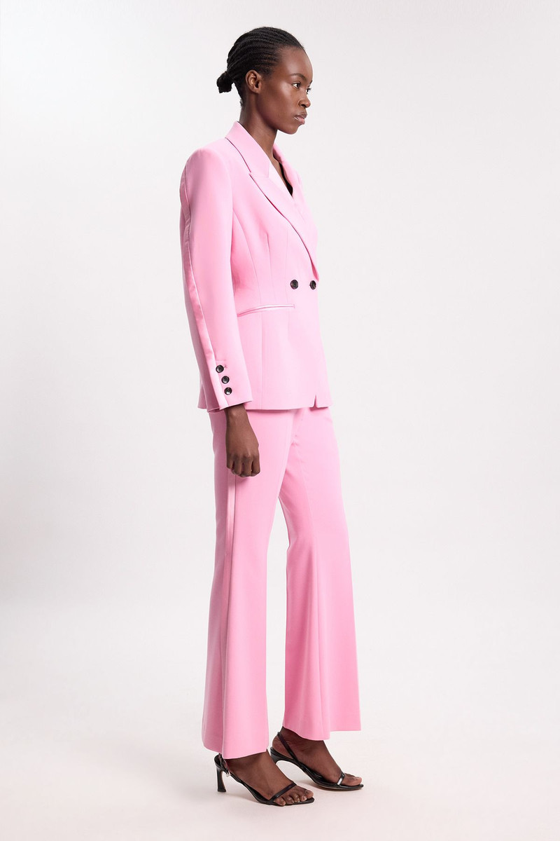 Compact Stretch Satin Side Tailored Straight Leg Trouser 1