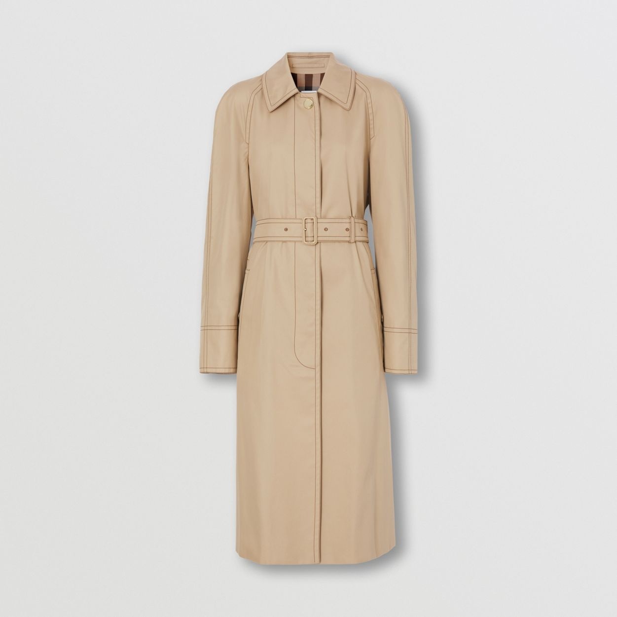 Cotton Gabardine Belted Car Coat - 4