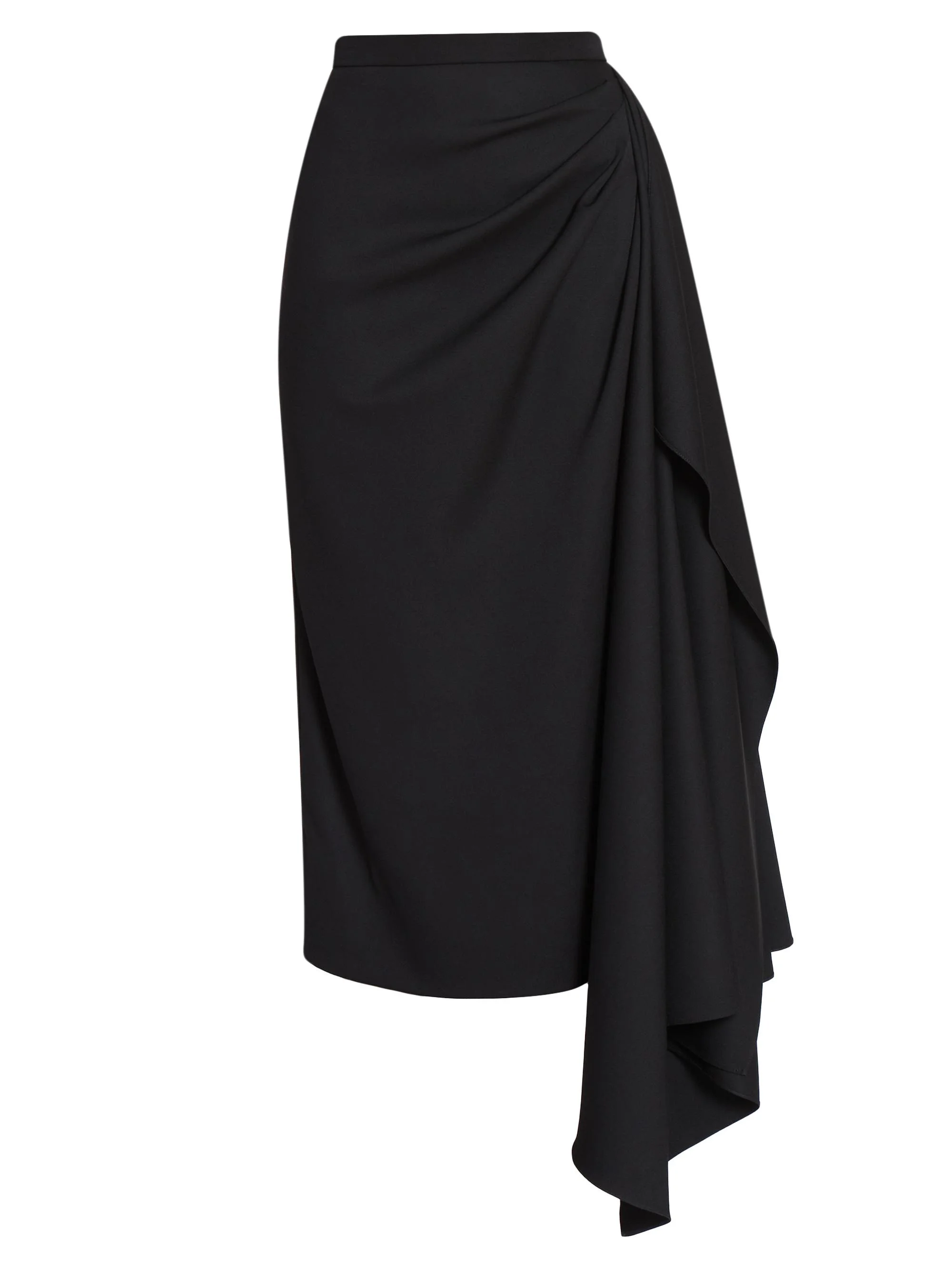 Women's Draped Midi Pencil Skirt - Black - 1