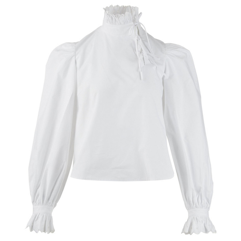 White Embroidery Frill Blouse 1