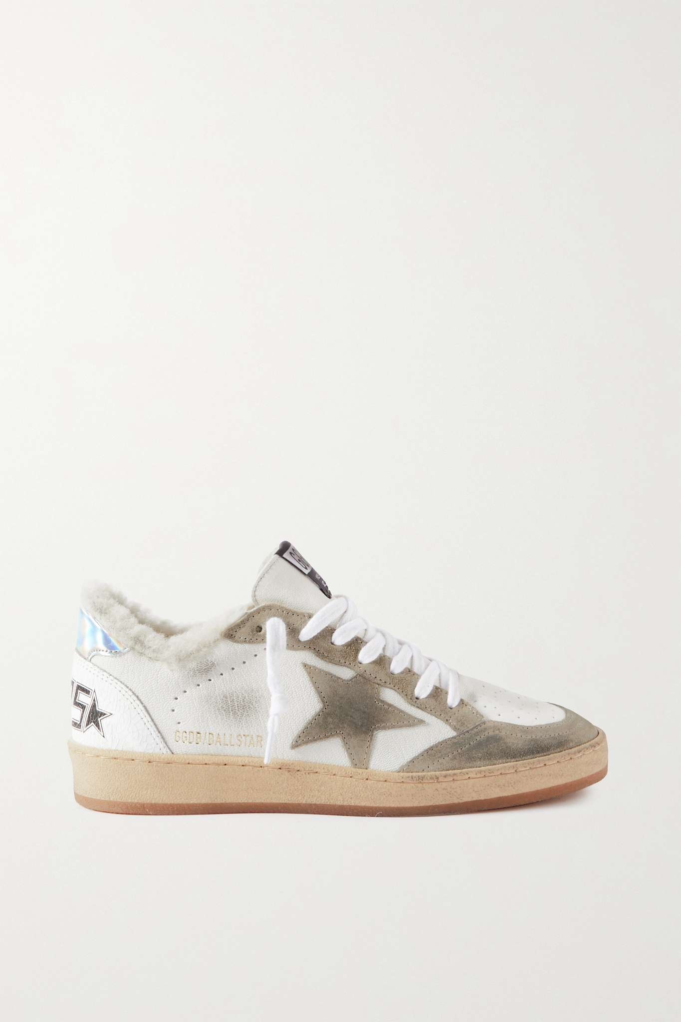 Ball Star distressed metallic leather and canvas sneakers - 1