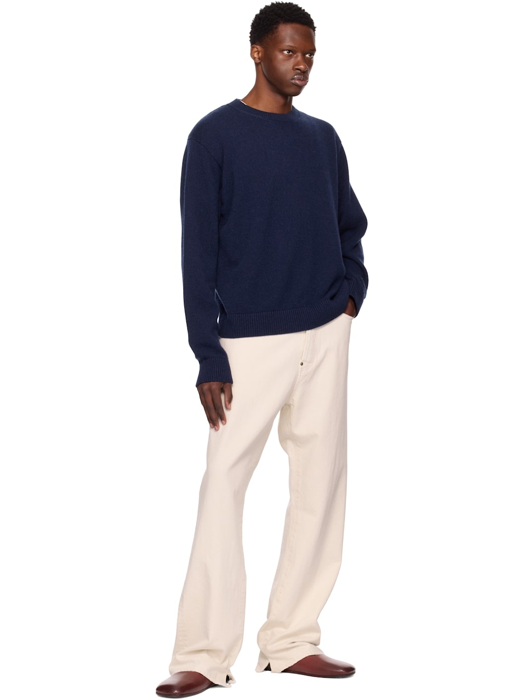 Navy Simple Crew Sweater - 4