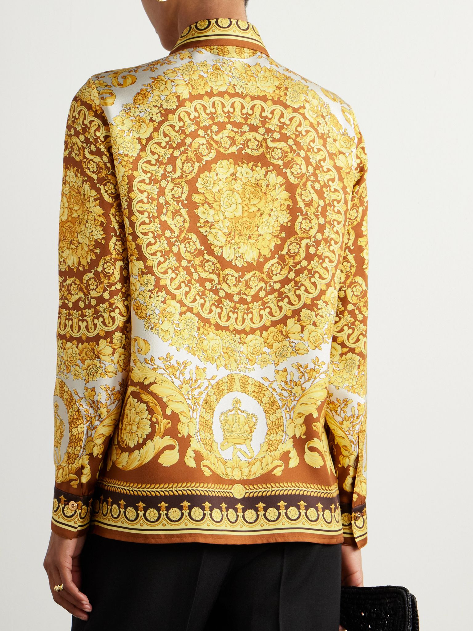 Printed silk-twill shirt Yellow - 4