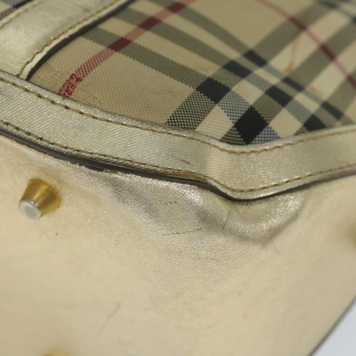 Burberry Nova Check Hand Bag Nylon Canvas Beige - 9
