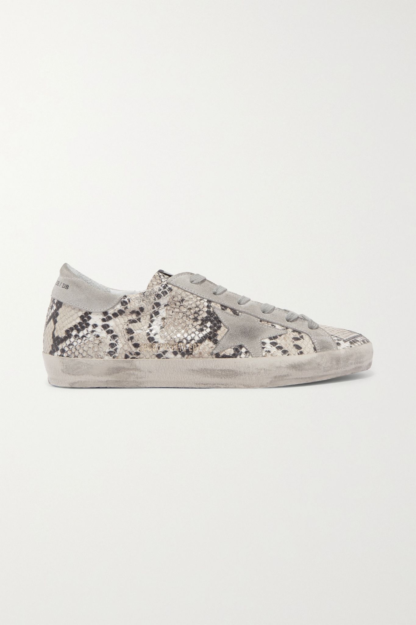 Superstar distressed snake-effect leather and suede sneakers - 1