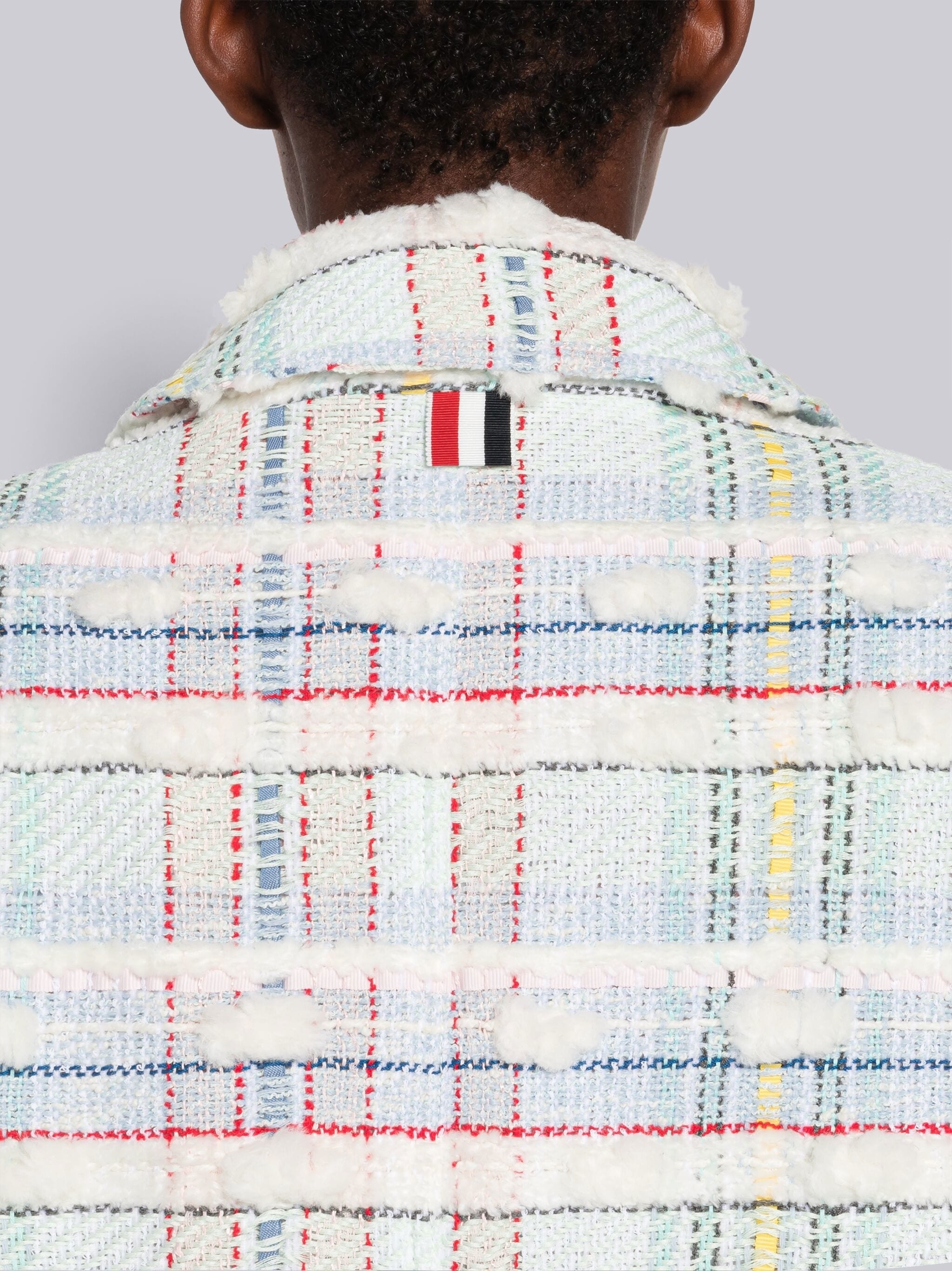 Madras Pouf Tweed Round Collar Utility Coat - 5