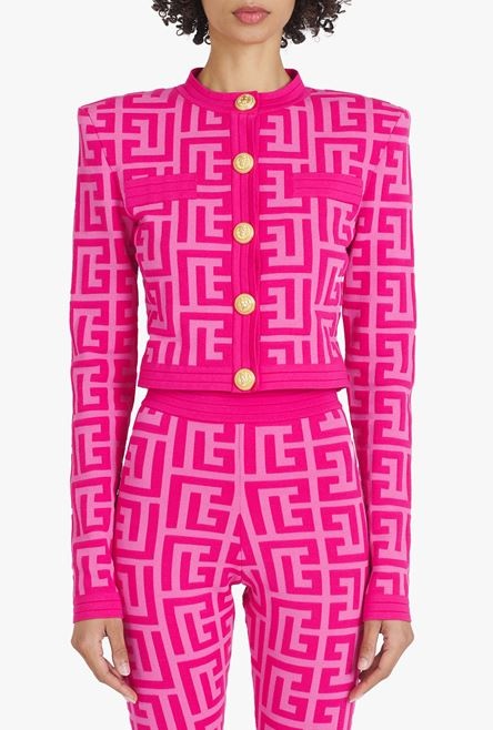 Balmain x Barbie - Knit cardigan with light pink Balmain monogram - 5