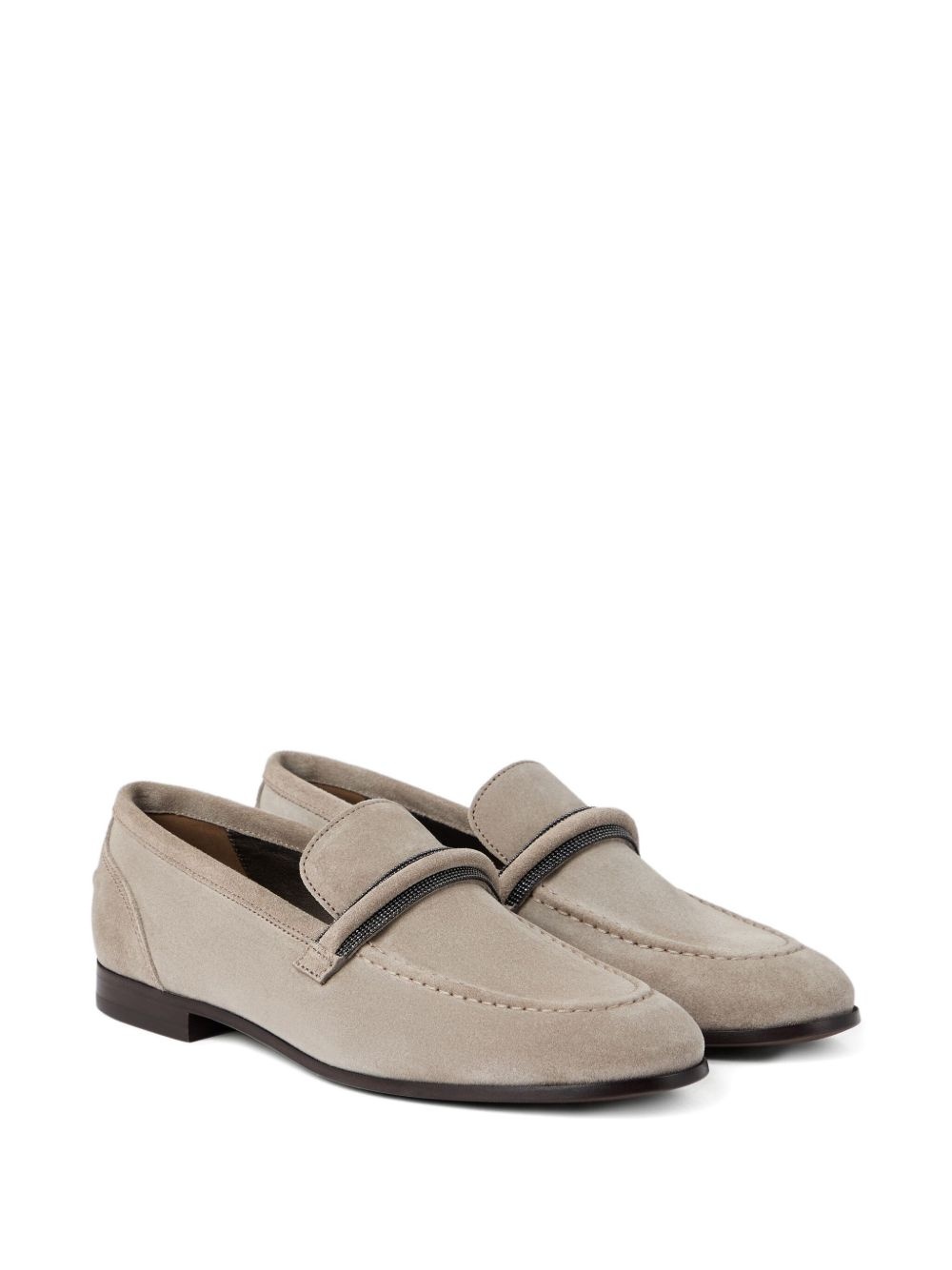 Monili-embellished suede loafers - 2